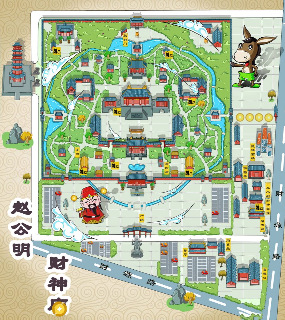 霍州寺庙类手绘地图